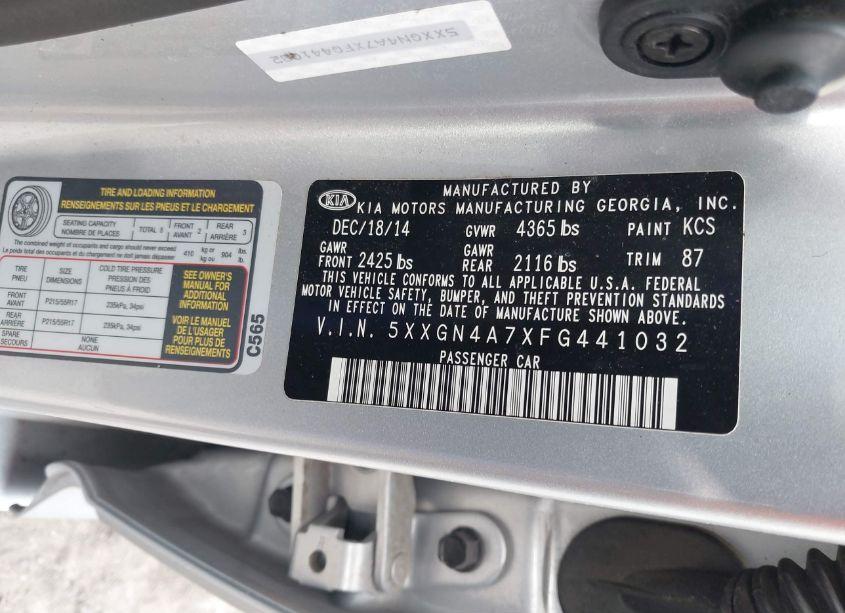 Photo 9 of 2015 Kia Optima EX (VIN 5XXGN4A7XFG441032)