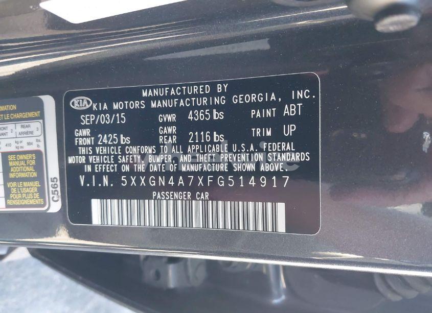 Photo 9 of 2015 Kia Optima EX (VIN 5XXGN4A7XFG514917)