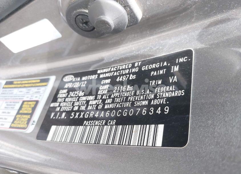 Photo 9 of 2012 Kia Optima SX (VIN 5XXGR4A60CG076349)