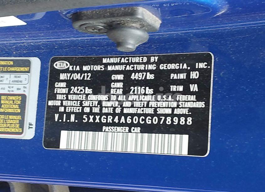 Photo 9 of 2012 Kia Optima SX (VIN 5XXGR4A60CG078988)