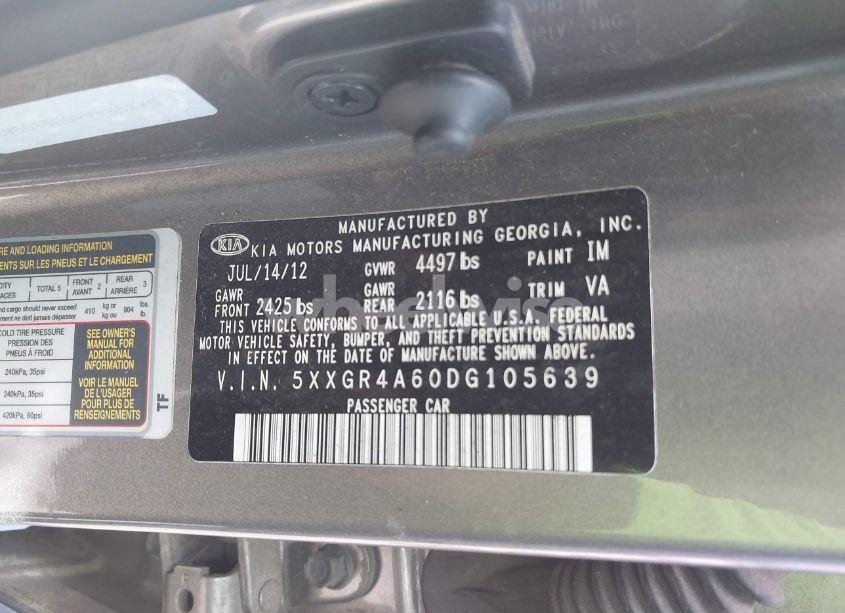 Photo 9 of 2013 Kia Optima SX (VIN 5XXGR4A60DG105639)