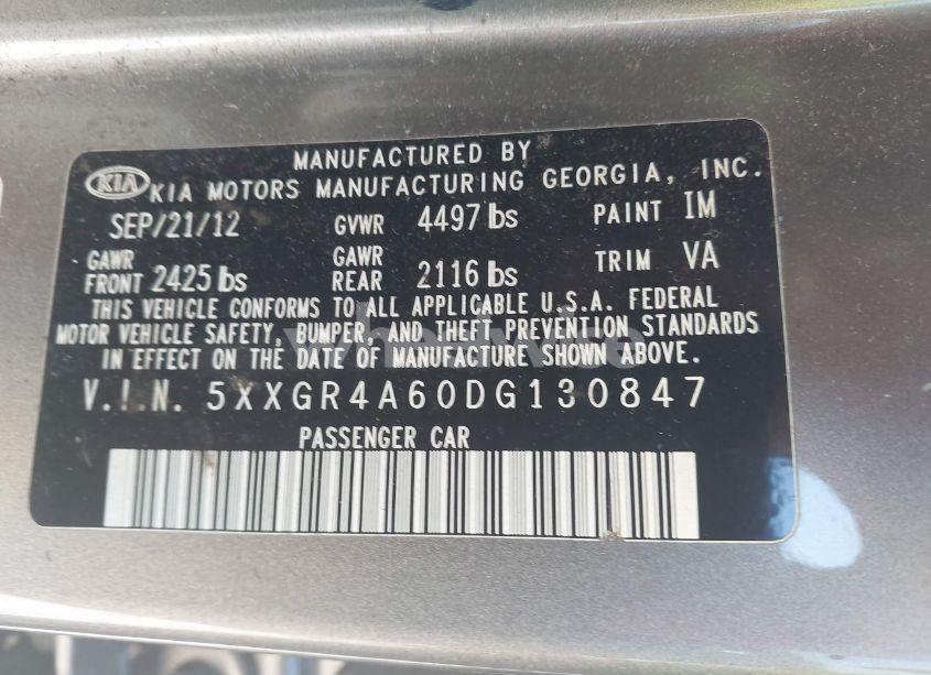 Photo 9 of 2013 Kia Optima SX (VIN 5XXGR4A60DG130847)