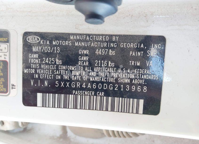 Photo 9 of 2013 Kia Optima SX (VIN 5XXGR4A60DG213968)