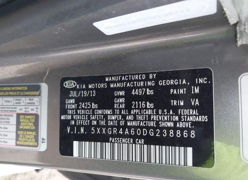 Photo 9 of 2013 Kia Optima SX (VIN 5XXGR4A60DG238868)