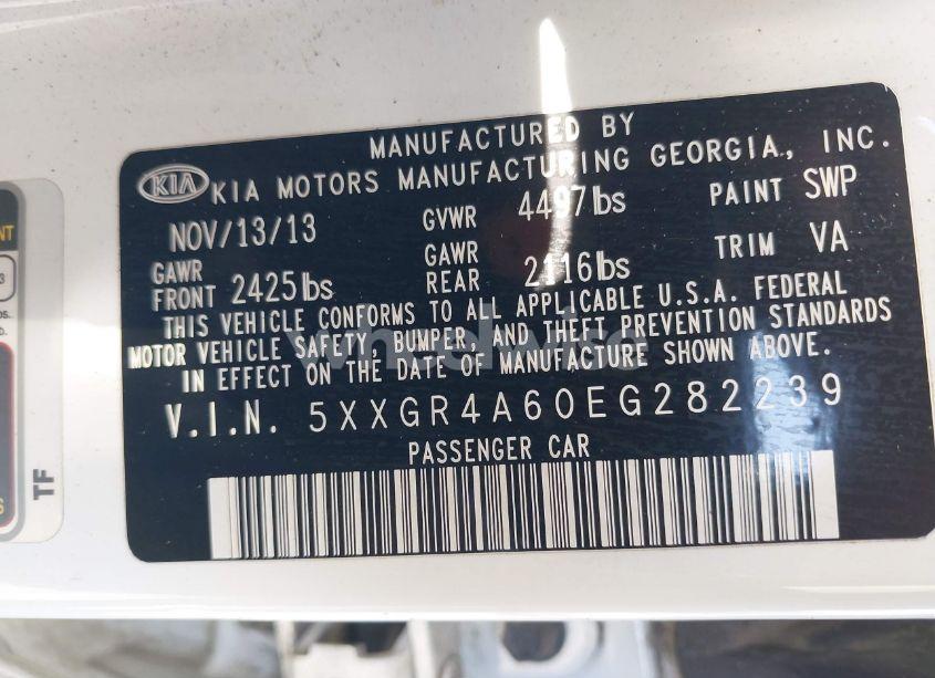Photo 9 of 2014 Kia Optima SXL TURBO (VIN 5XXGR4A60EG282239)