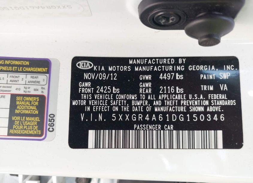 Photo 18 of 2013 Kia Optima SX (VIN 5XXGR4A61DG150346)