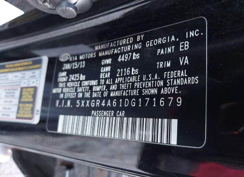 Photo 9 of 2013 Kia Optima SX (VIN 5XXGR4A61DG171679)