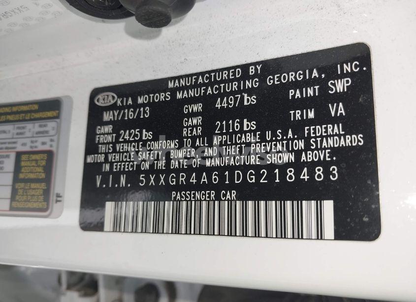 Photo 9 of 2013 Kia Optima SX (VIN 5XXGR4A61DG218483)