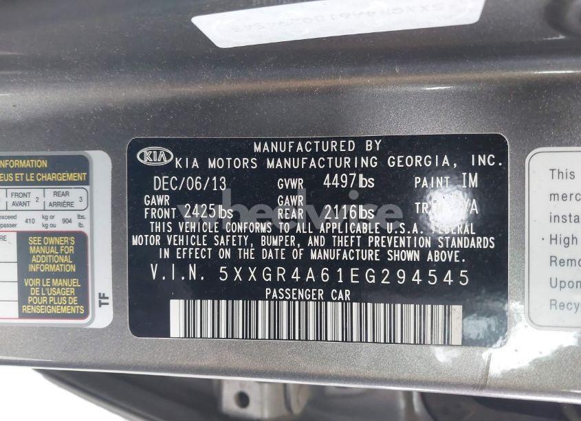 Photo 9 of 2014 Kia Optima SXL TURBO (VIN 5XXGR4A61EG294545)