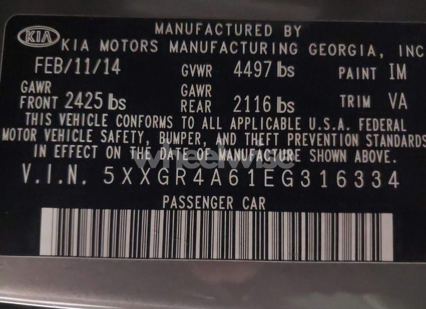 Photo 9 of 2014 Kia Optima SXL TURBO (VIN 5XXGR4A61EG316334)