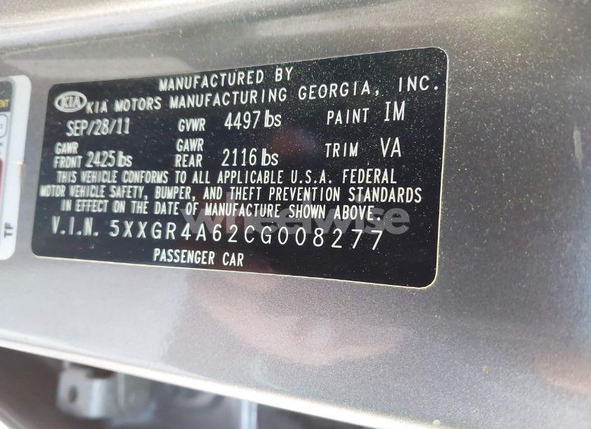 Photo 9 of 2012 Kia Optima SX (VIN 5XXGR4A62CG008277)