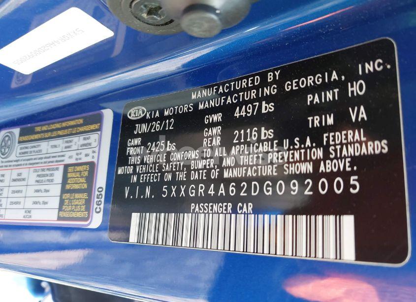 Photo 9 of 2013 Kia Optima SX (VIN 5XXGR4A62DG092005)