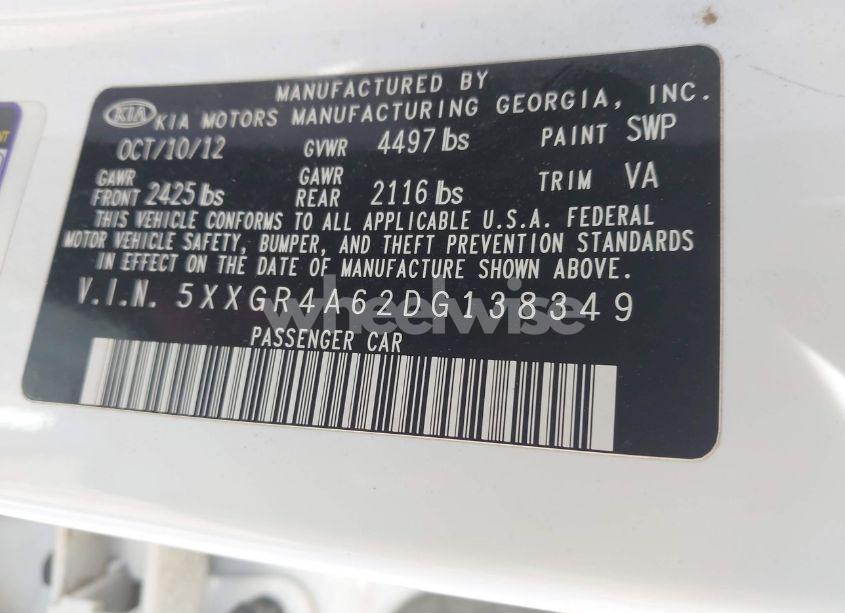 Photo 9 of 2013 Kia Optima SX (VIN 5XXGR4A62DG138349)