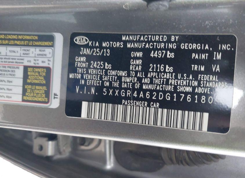 Photo 9 of 2013 Kia Optima SX (VIN 5XXGR4A62DG176180)