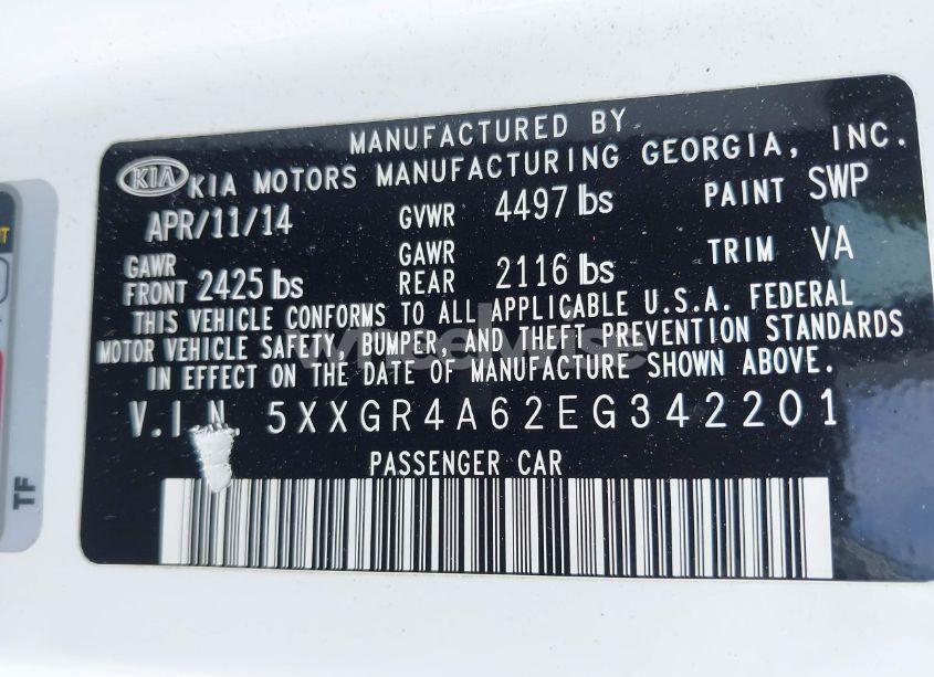 Photo 9 of 2014 Kia Optima SXL TURBO (VIN 5XXGR4A62EG342201)