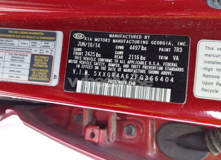 Photo 9 of 2015 Kia Optima SX TURBO (VIN 5XXGR4A62FG366404)