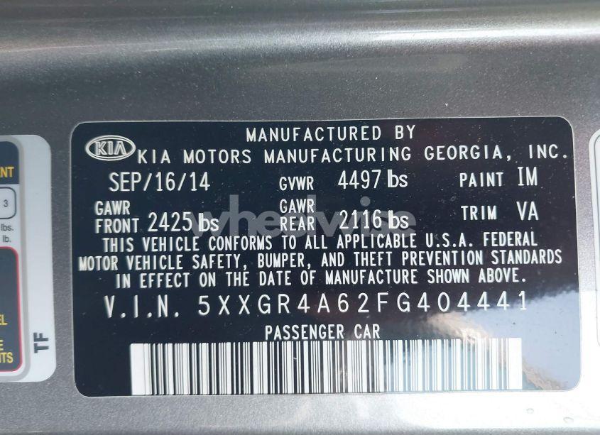 Photo 9 of 2015 Kia Optima SX TURBO (VIN 5XXGR4A62FG404441)