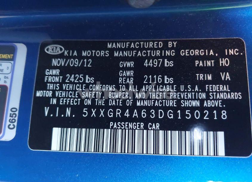 Photo 9 of 2013 Kia Optima SX (VIN 5XXGR4A63DG150218)