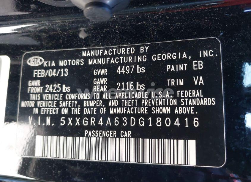 Photo 9 of 2013 Kia Optima SX (VIN 5XXGR4A63DG180416)