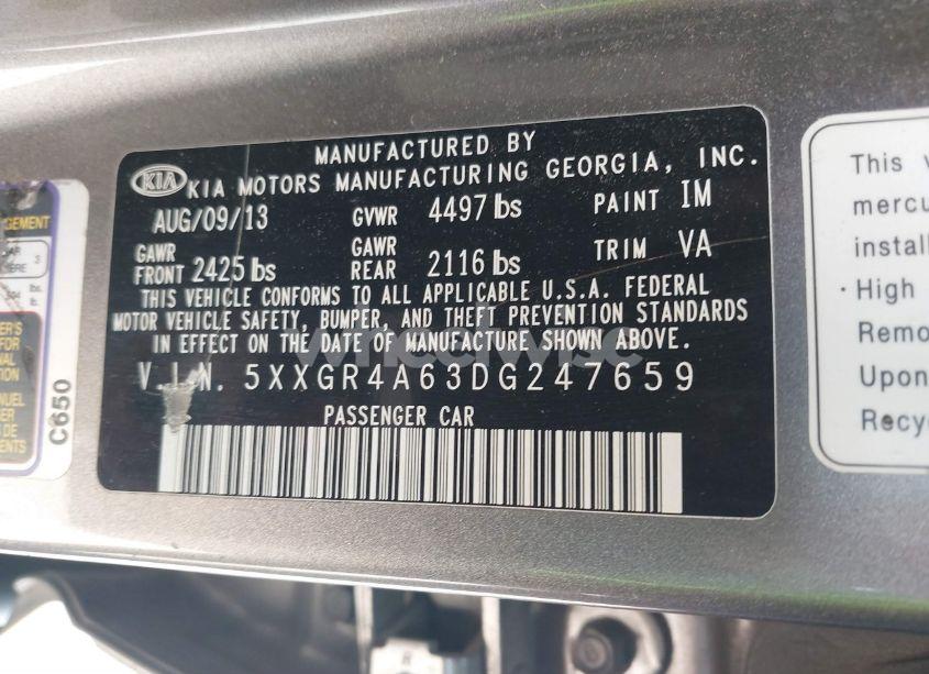 Photo 9 of 2013 Kia Optima SX (VIN 5XXGR4A63DG247659)