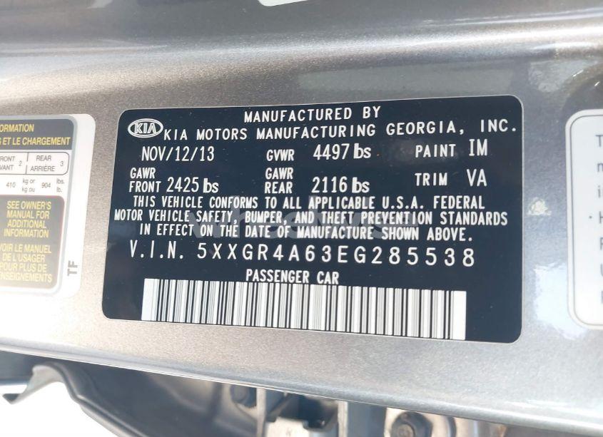 Photo 9 of 2014 Kia Optima SXL TURBO (VIN 5XXGR4A63EG285538)