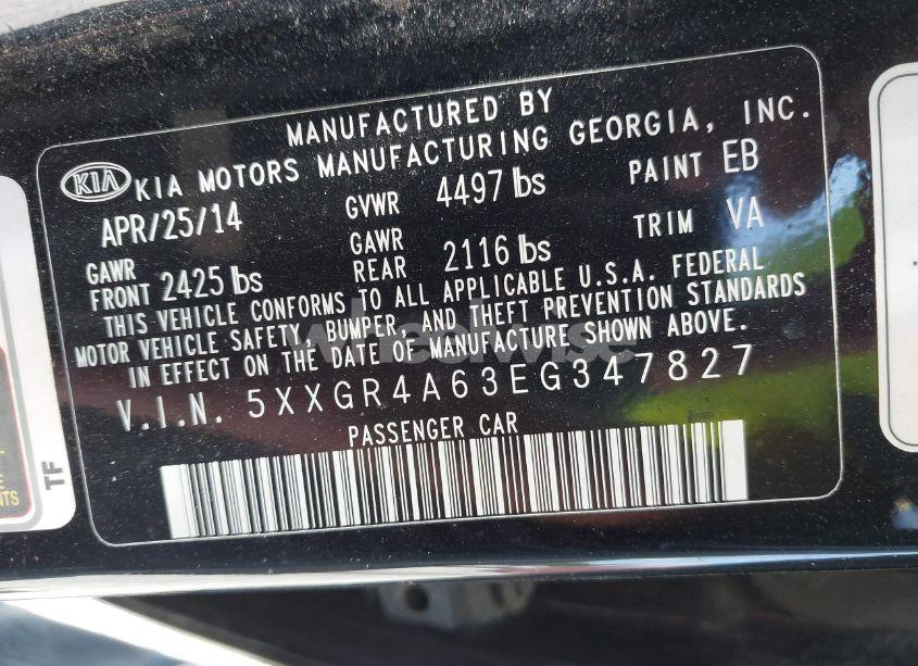 Photo 9 of 2014 Kia Optima SXL TURBO (VIN 5XXGR4A63EG347827)