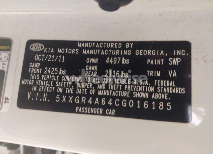 Photo 9 of 2012 Kia Optima SX (VIN 5XXGR4A64CG016185)