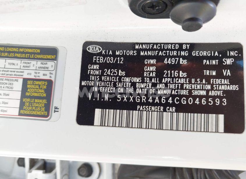 Photo 9 of 2012 Kia Optima SX (VIN 5XXGR4A64CG046593)