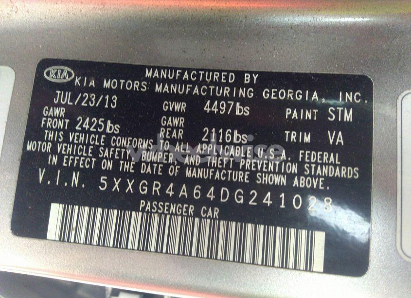 Photo 9 of 2013 Kia Optima SX (VIN 5XXGR4A64DG241028)