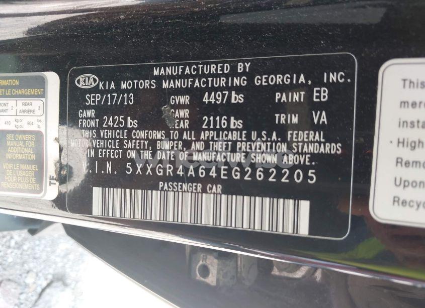 Photo 9 of 2014 Kia Optima SX TURBO (VIN 5XXGR4A64EG262205)