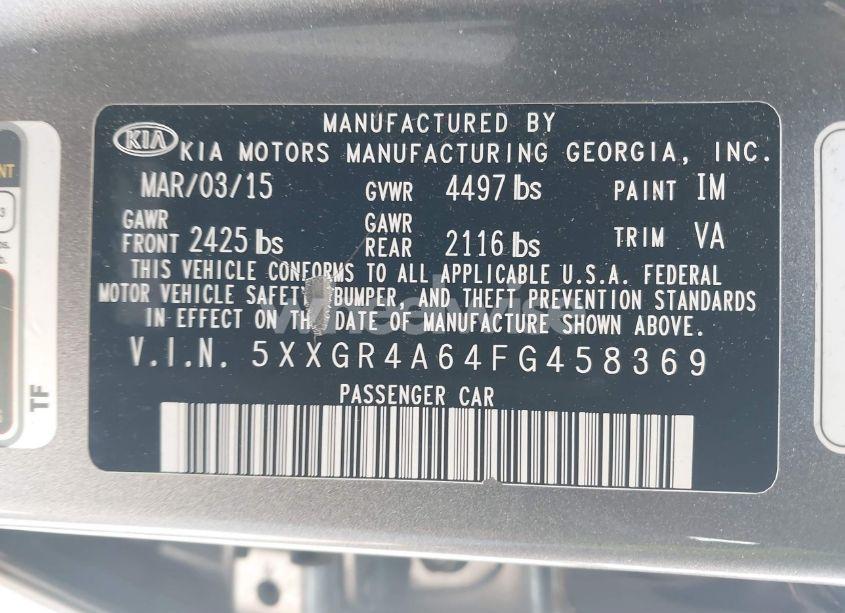 Photo 9 of 2015 Kia Optima SX TURBO (VIN 5XXGR4A64FG458369)