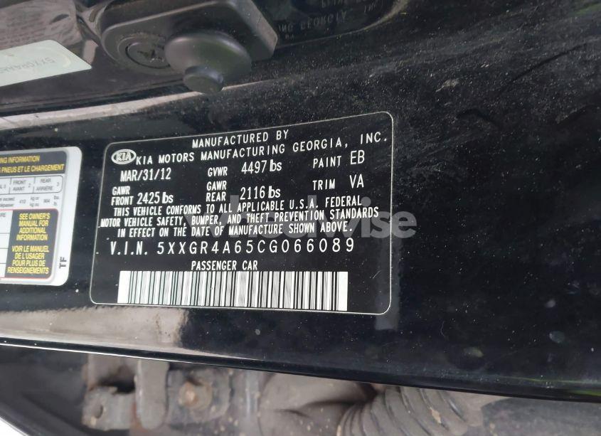 Photo 9 of 2012 Kia Optima SX (VIN 5XXGR4A65CG066089)