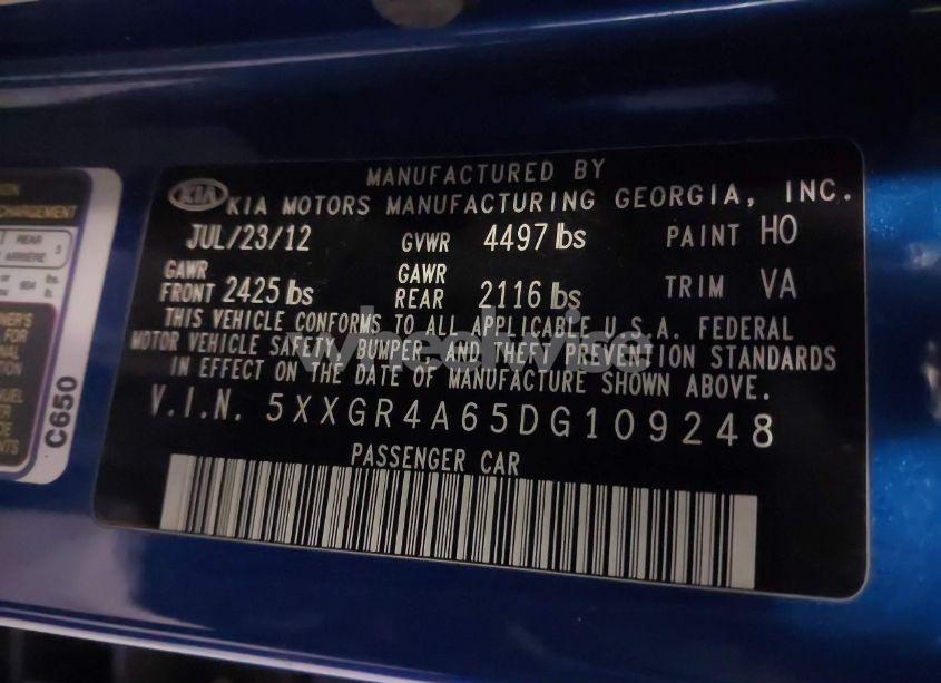 Photo 9 of 2013 Kia Optima SX (VIN 5XXGR4A65DG109248)