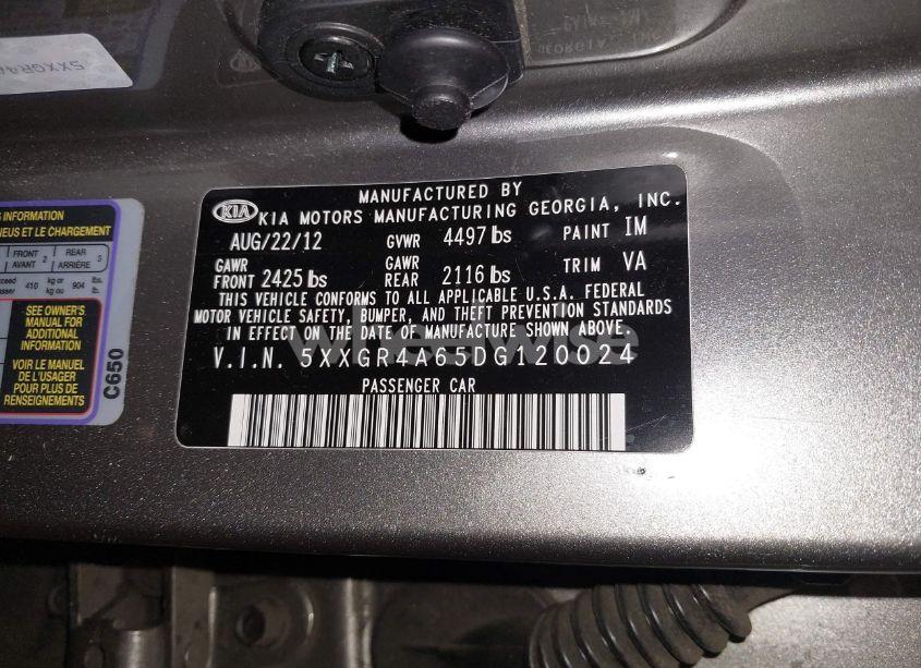 Photo 9 of 2013 Kia Optima SX (VIN 5XXGR4A65DG120024)
