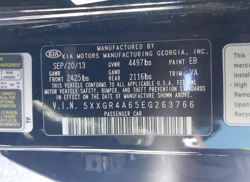 Photo 9 of 2014 Kia Optima SX TURBO (VIN 5XXGR4A65EG263766)