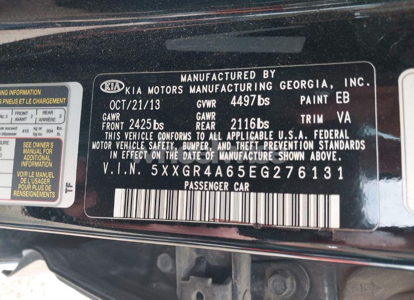 Photo 9 of 2014 Kia Optima SXL TURBO (VIN 5XXGR4A65EG276131)