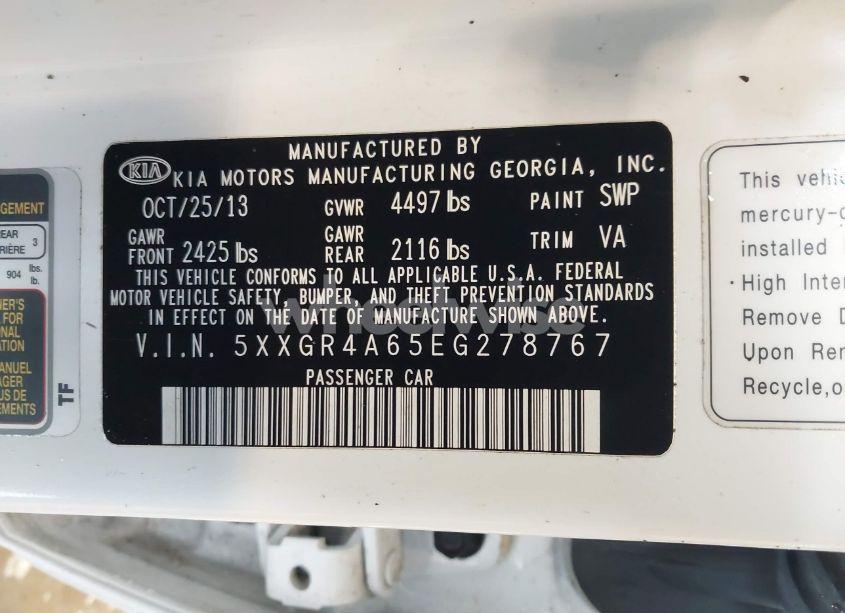 Photo 9 of 2014 Kia Optima SXL TURBO (VIN 5XXGR4A65EG278767)