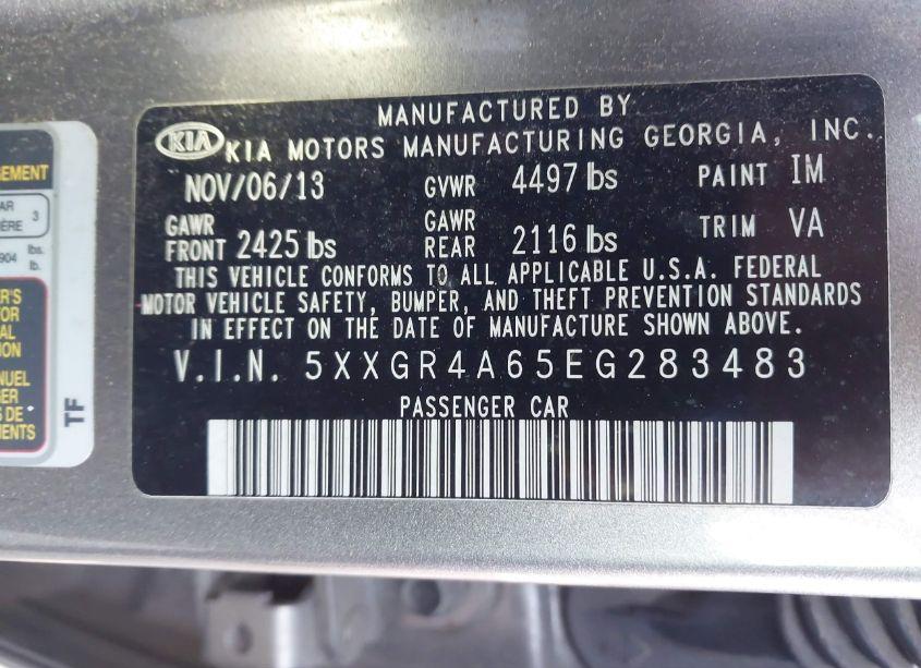 Photo 9 of 2014 Kia Optima (VIN 5XXGR4A65EG283483)