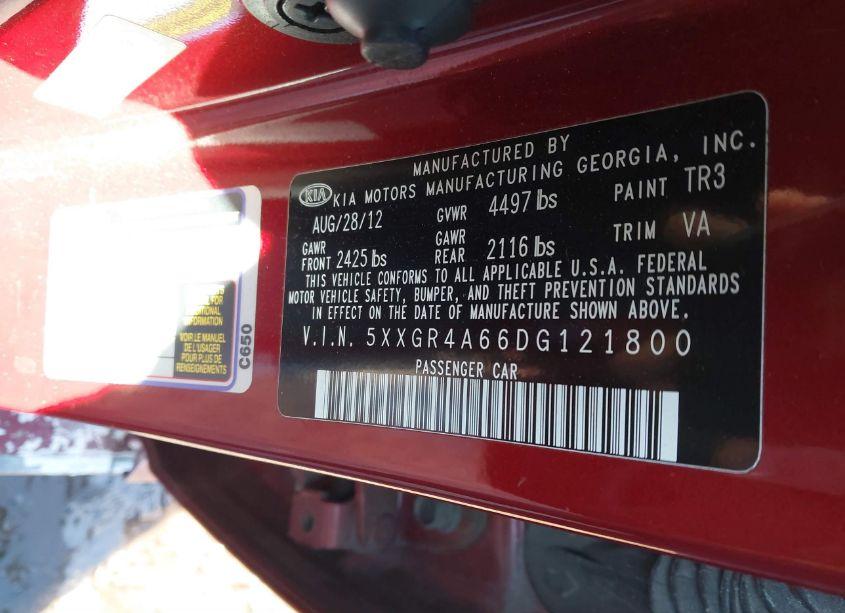 Photo 9 of 2013 Kia Optima SX (VIN 5XXGR4A66DG121800)