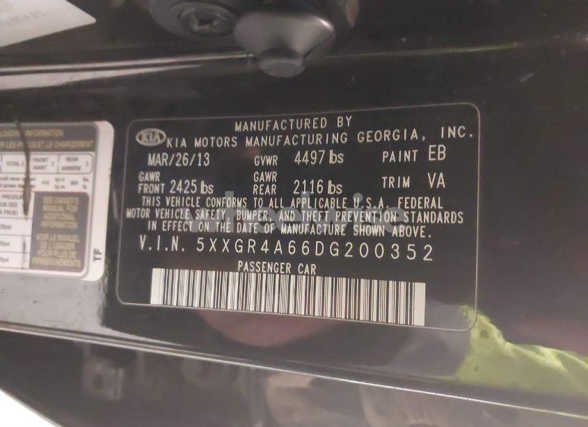 Photo 9 of 2013 Kia Optima SX (VIN 5XXGR4A66DG200352)