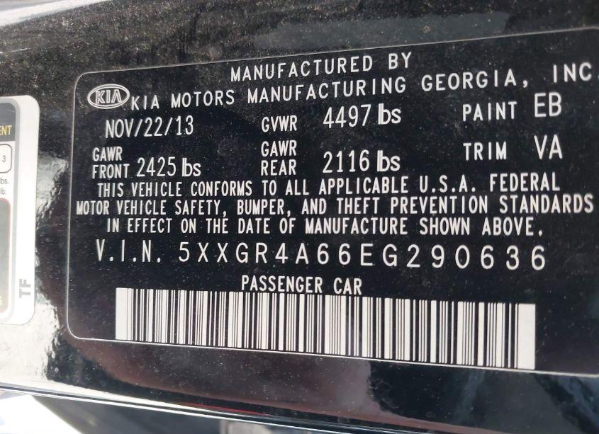 Photo 9 of 2014 Kia Optima SXL TURBO (VIN 5XXGR4A66EG290636)