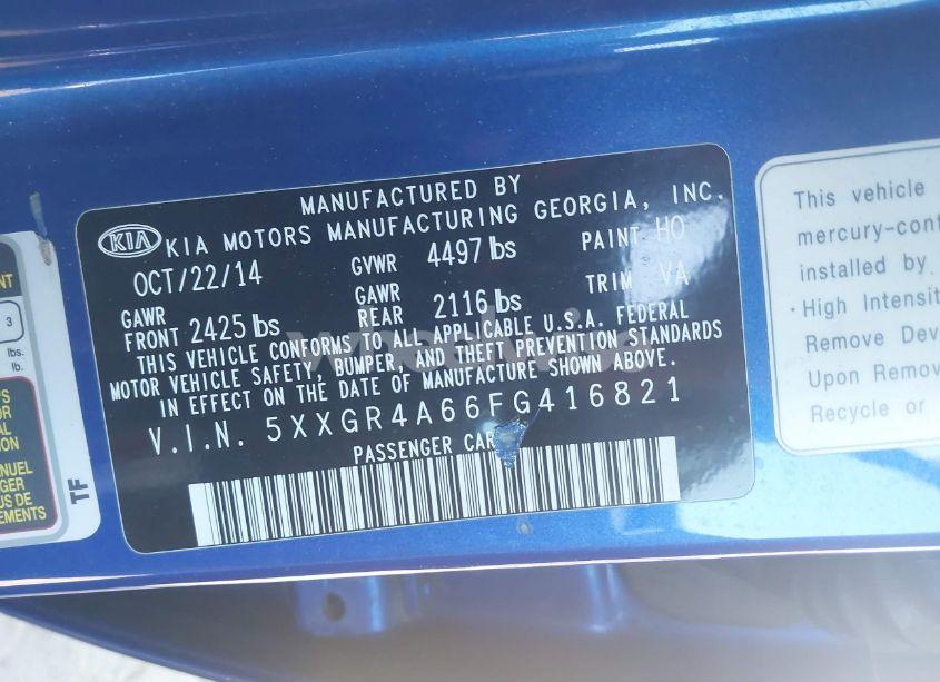 Photo 9 of 2015 Kia Optima SX TURBO (VIN 5XXGR4A66FG416821)