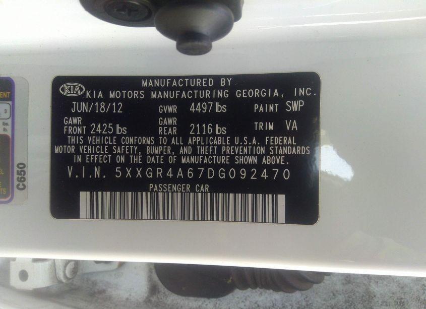 Photo 9 of 2013 Kia Optima SX (VIN 5XXGR4A67DG092470)