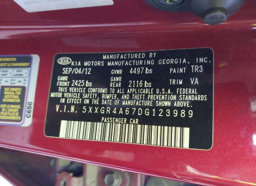 Photo 9 of 2013 Kia Optima SX (VIN 5XXGR4A67DG123989)