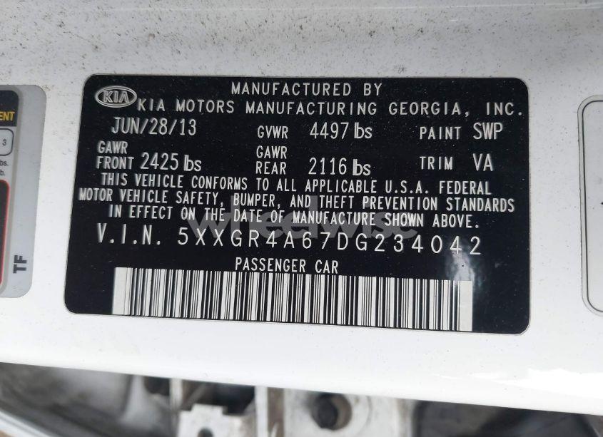 Photo 9 of 2013 Kia Optima SX (VIN 5XXGR4A67DG234042)