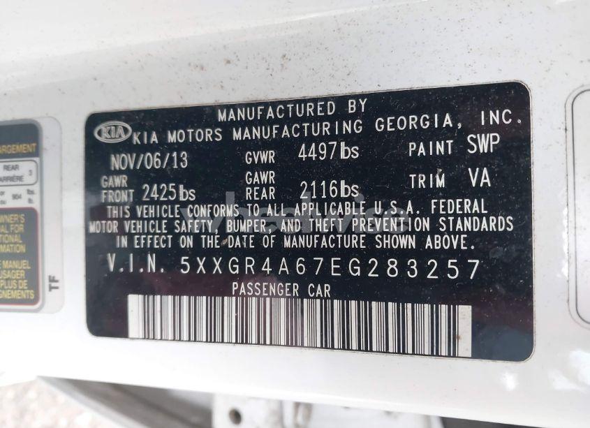 Photo 9 of 2014 Kia Optima SXL TURBO (VIN 5XXGR4A67EG283257)
