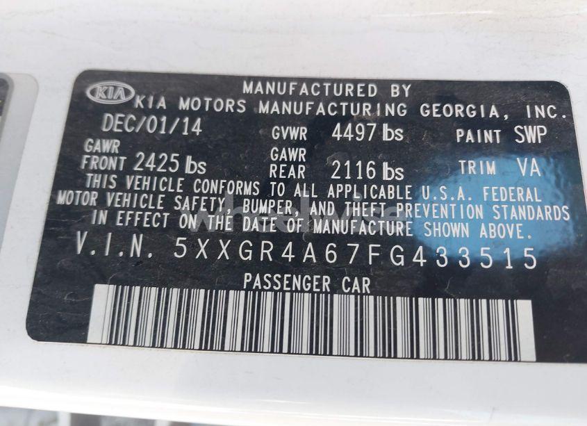 Photo 9 of 2015 Kia Optima SX TURBO (VIN 5XXGR4A67FG433515)