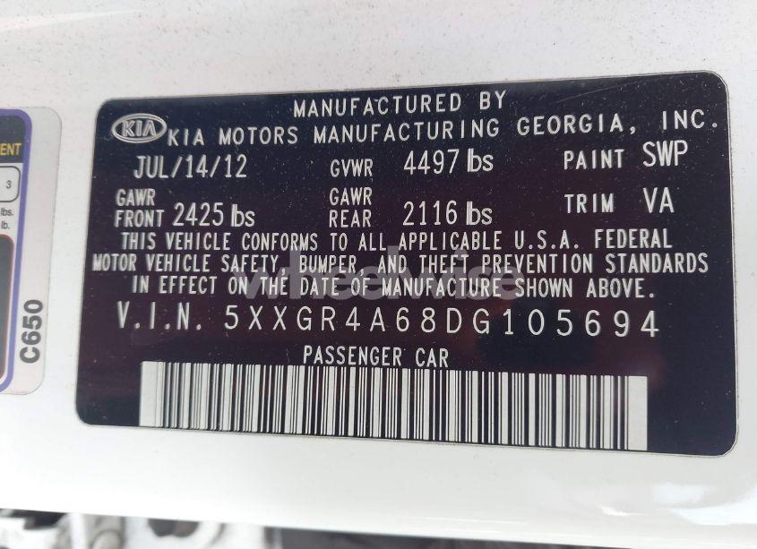 Photo 9 of 2013 Kia Optima SX (VIN 5XXGR4A68DG105694)