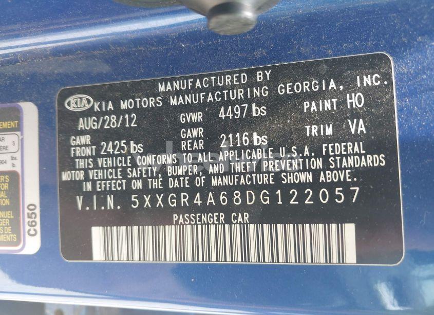 Photo 9 of 2013 Kia Optima SX (VIN 5XXGR4A68DG122057)