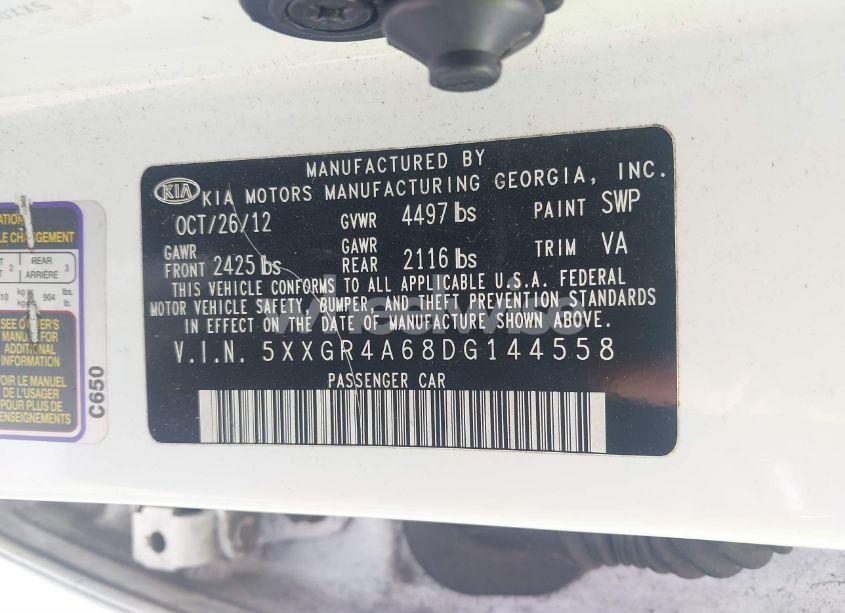 Photo 9 of 2013 Kia Optima SX (VIN 5XXGR4A68DG144558)